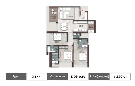 3 BHK 1309 SqFt
